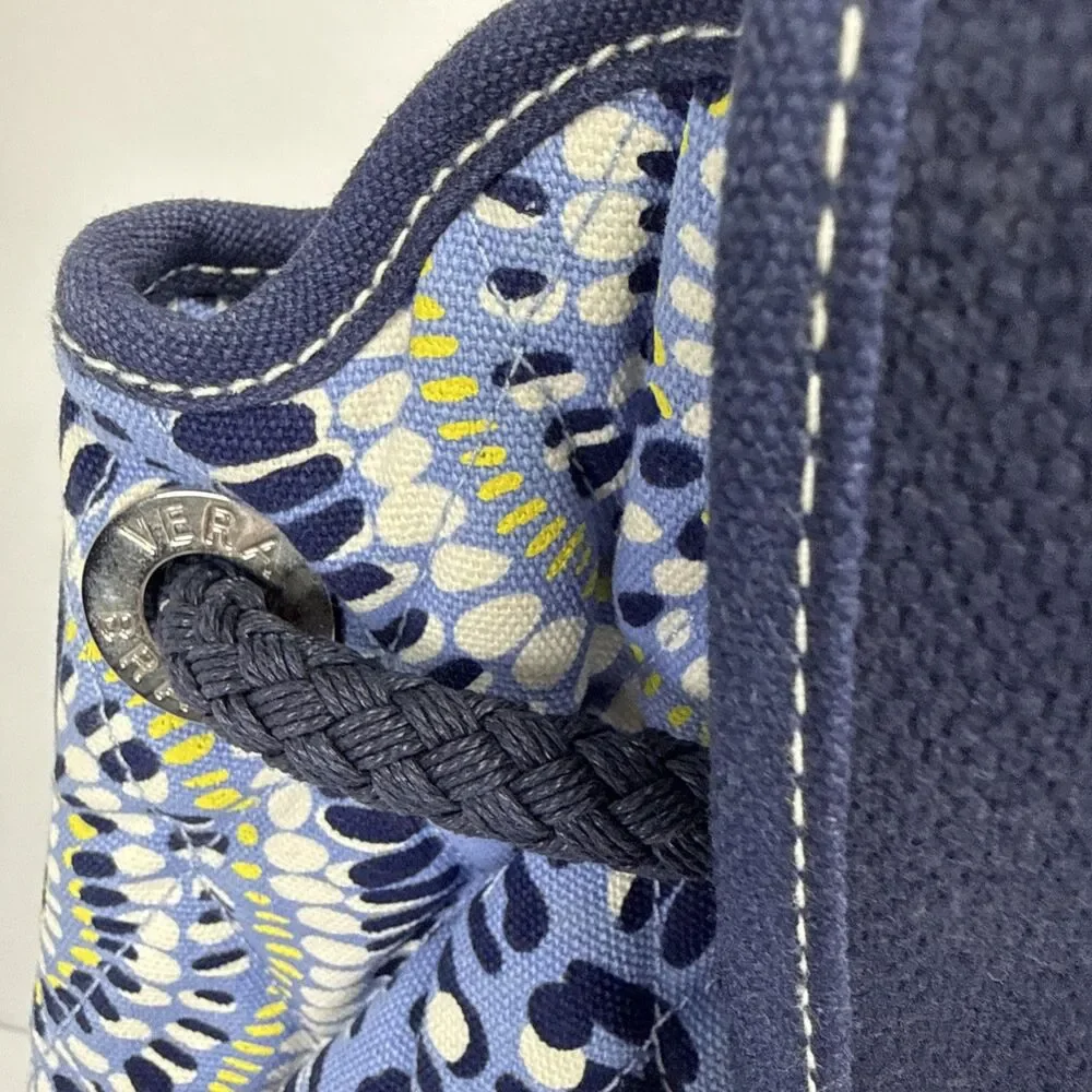 Vera Bradley Bag Blue White Yellow Medallion Double Handle Rope Accent Retired